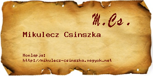 Mikulecz Csinszka névjegykártya
